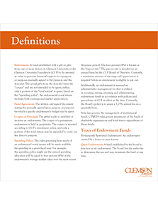 Clemson Family Endowment Definitions