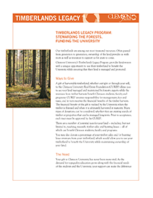 Timberlands Legacy Program One-Pager