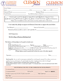 College Of Business Building Pledge Form